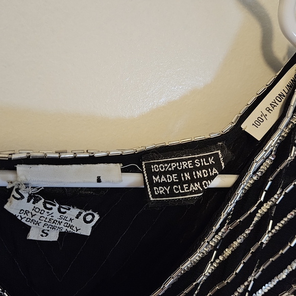 Swee Lo Womens Long Dress Small Black Sequined Beaded V Neck Long Sleeve - Picture 5 of 10